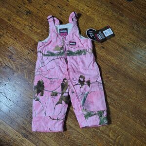 Berne Realtree Girls Pink Camo Sherpa Lined Overalls Winter Sz 12m NWTS